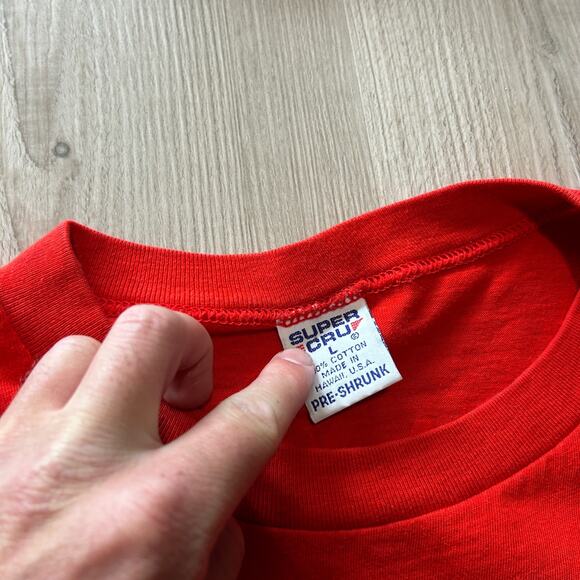 Vintage 90's Poly Tees Hawaiian Islands Yacht Club Red White Tee Shirt Sz Medium - Picture 7 of 7